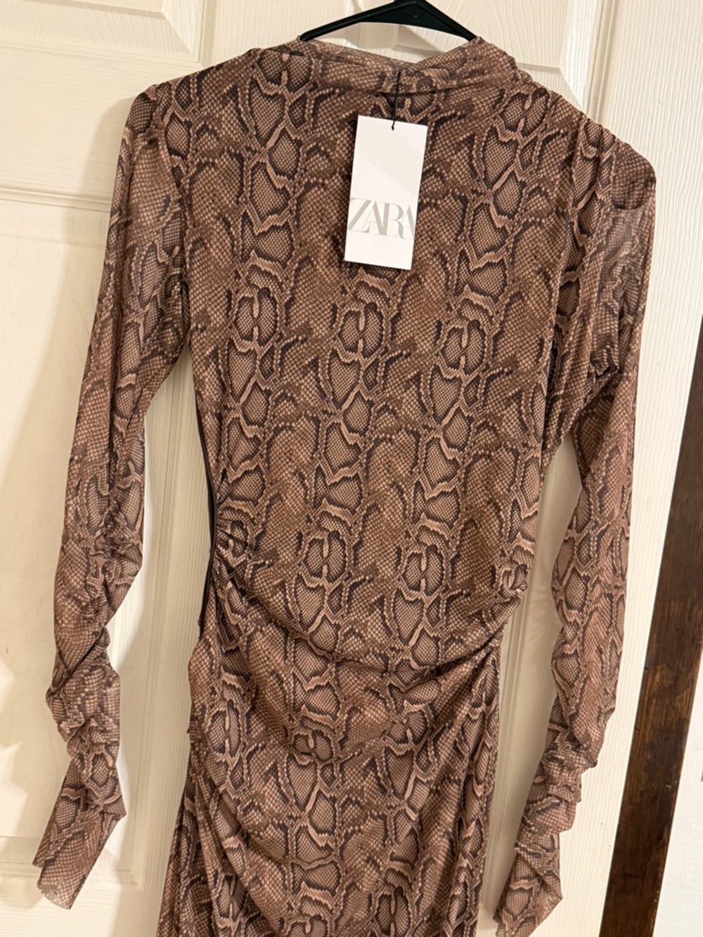 Zara Brown Snakeskin-Print Dress - Picture 6 of 8